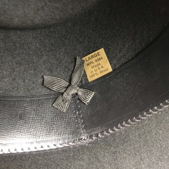 Western 1990 Vintage Designer Custom Made Bee Hat Co. 100% Wool Black Cowboy hat - Picture 3 of 9